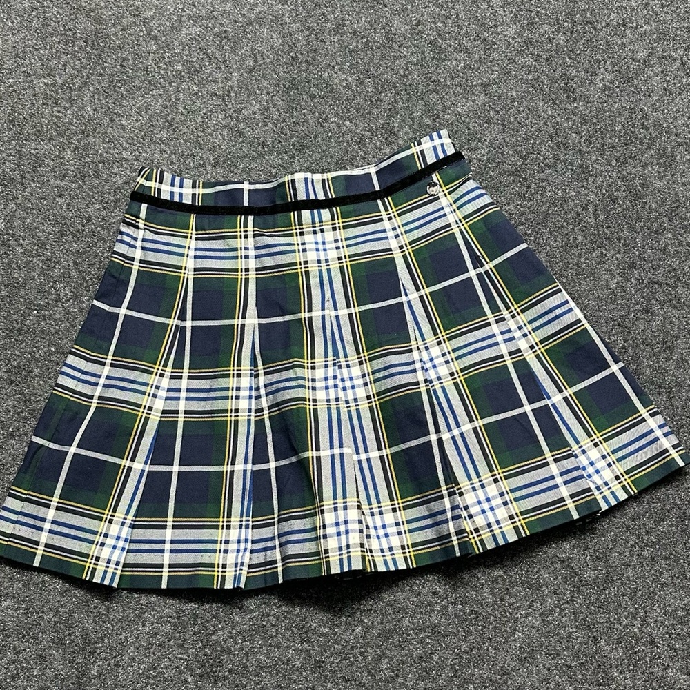 Plaid Tartan Pleated school girl mini skirt green blue preppy coquette academia